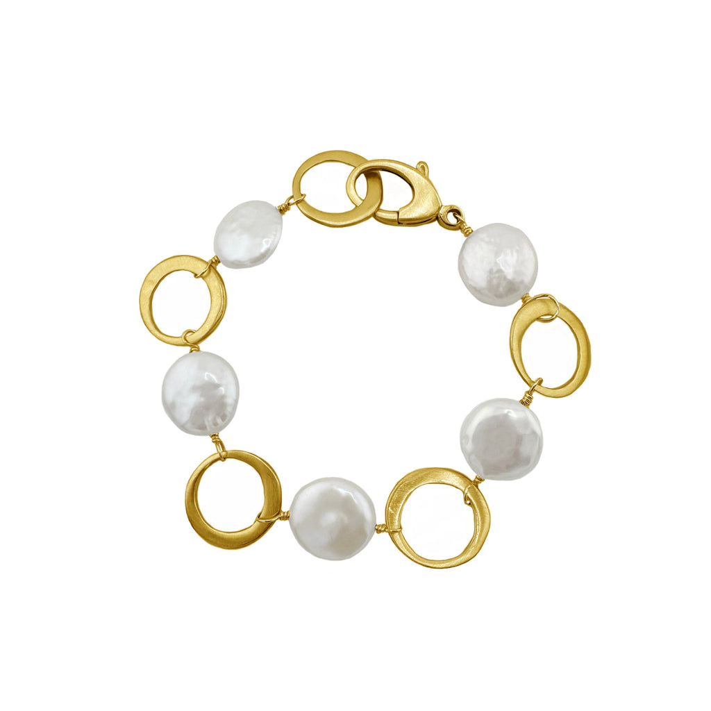 large circle w. mother of pearl necklace in vermeil