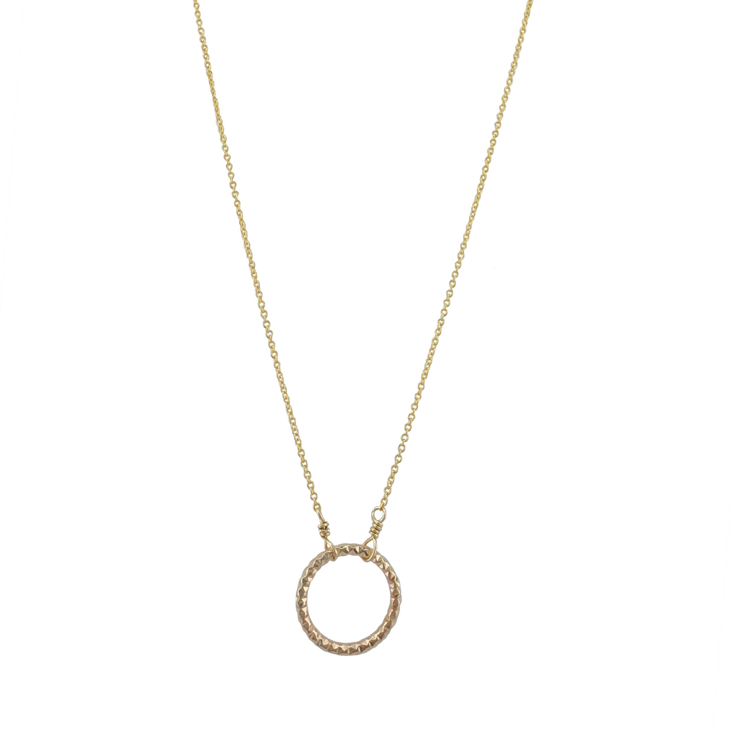 textured circle. vermeil necklace
