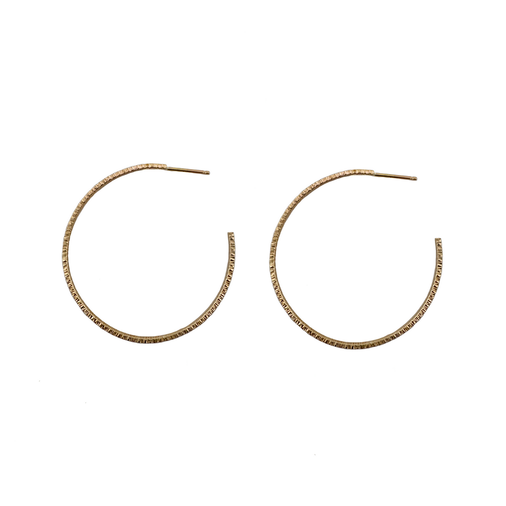 textured large hoops. vermeil earrings