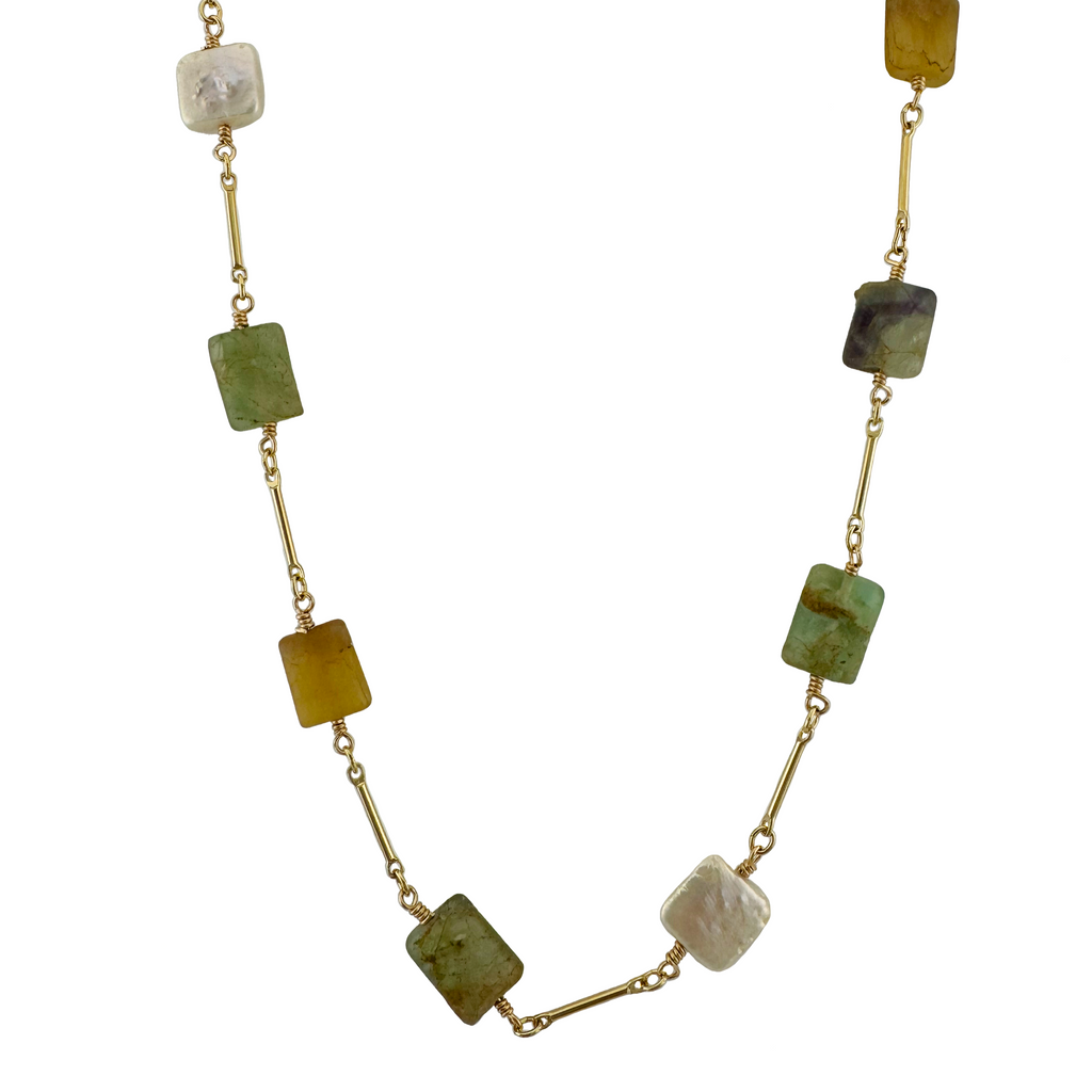 florite & pearl chain. vermeil necklace