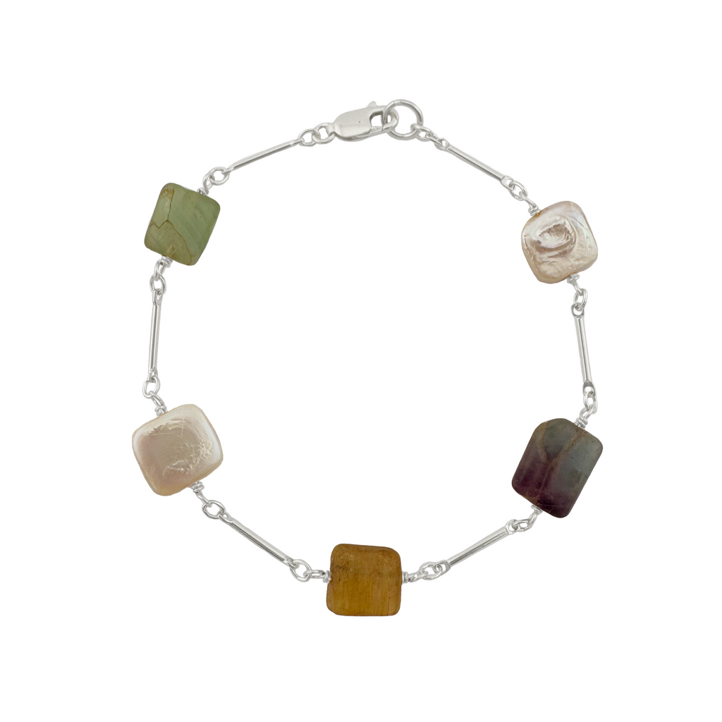 florite & pearl chain. silver bracelet