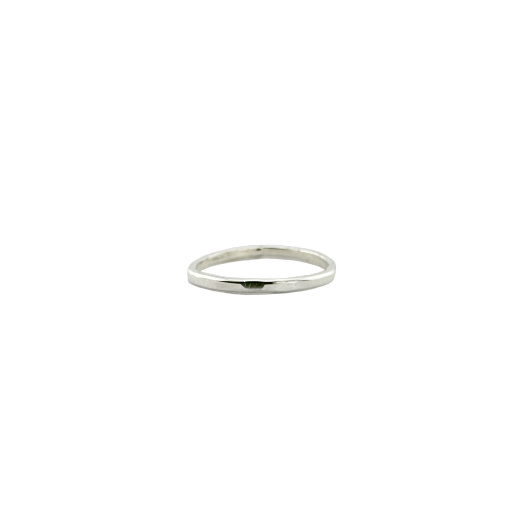 faceted hammered stacker. silver ring