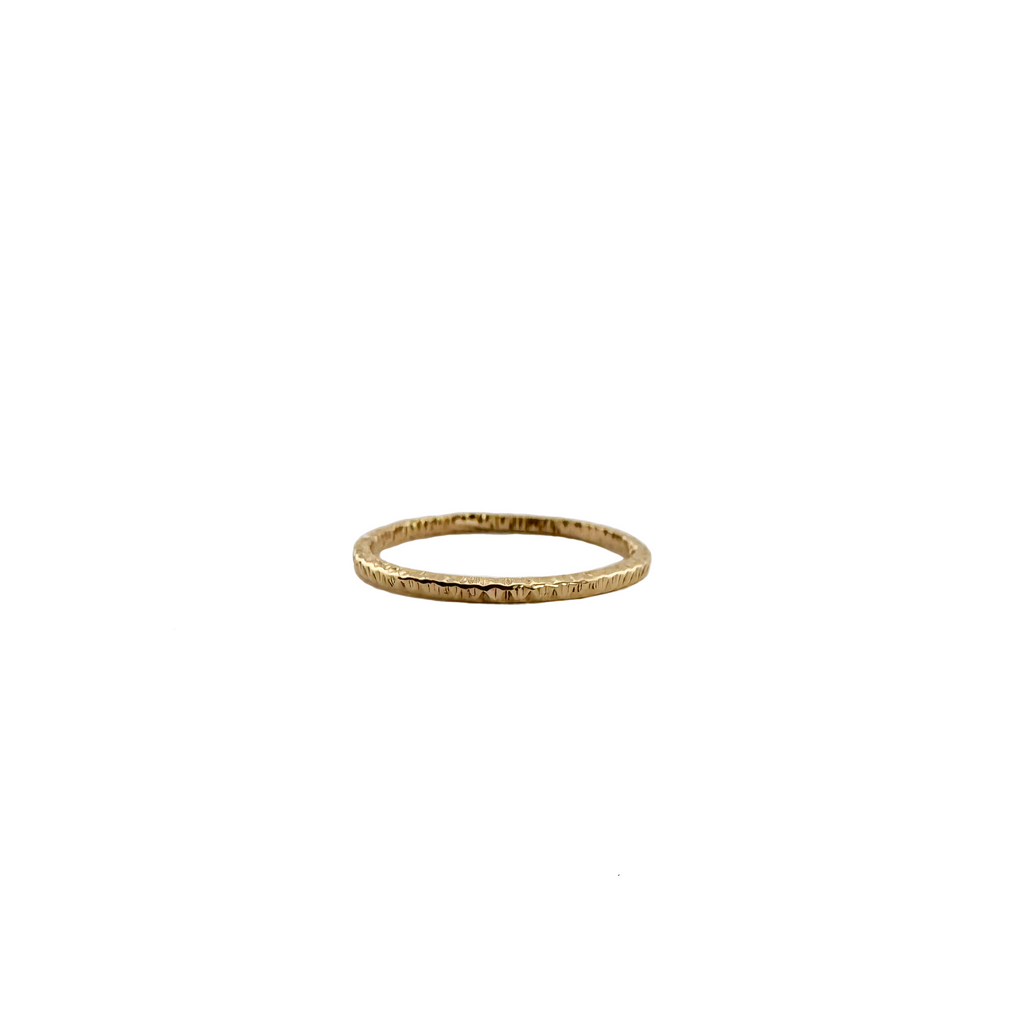 line textured stacker. gold fill ring