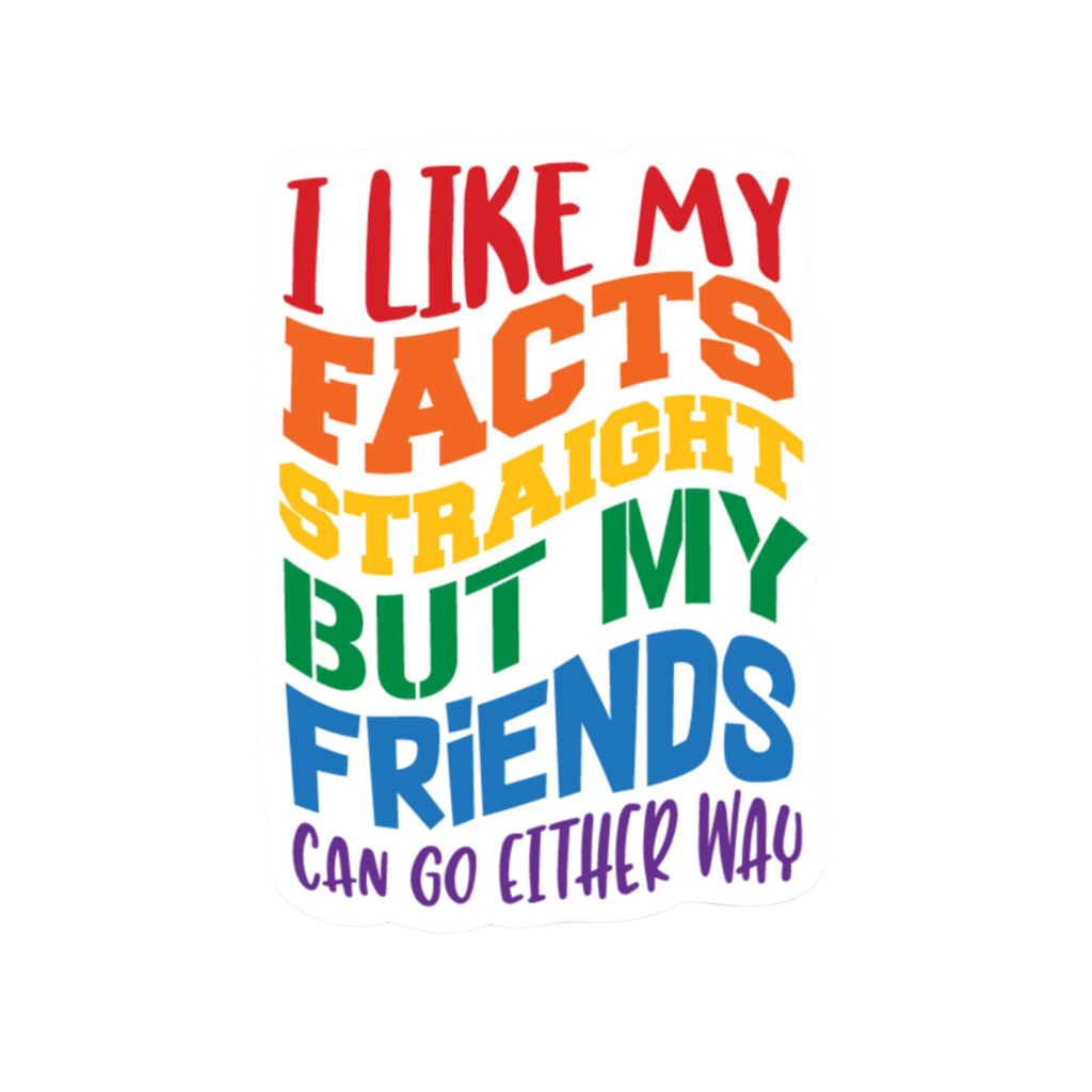 Colorful sticker with text on a beige background