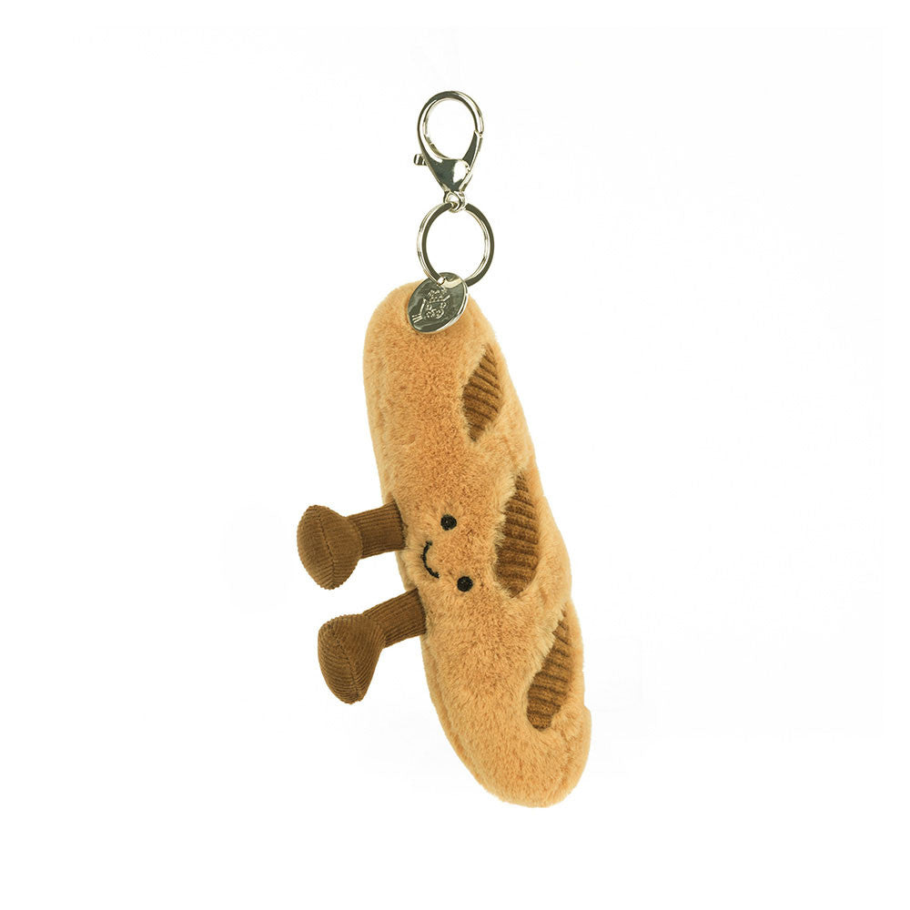 plush smiling baguette with legs and clip