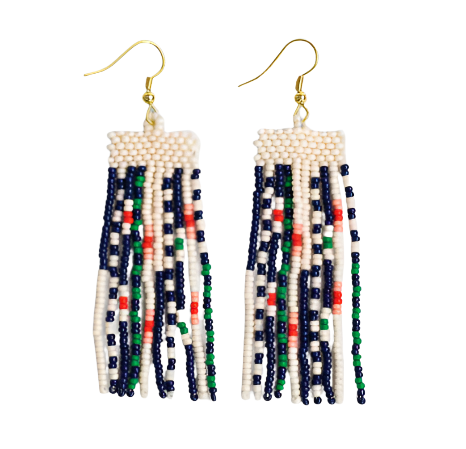 Adaline Mixed Patterns Beaded Fringe Earrings St. Tropez Front view