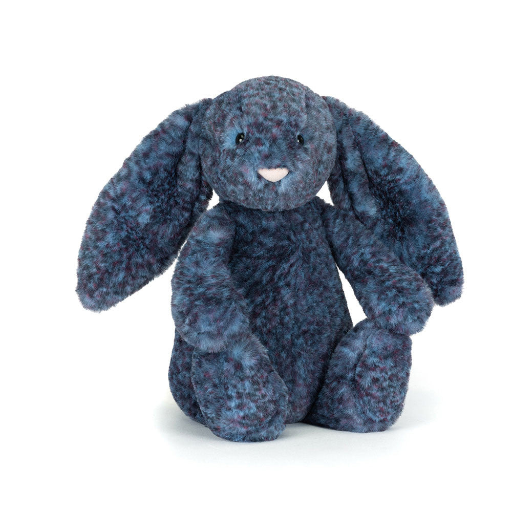 plush bunny with blue mottled fur