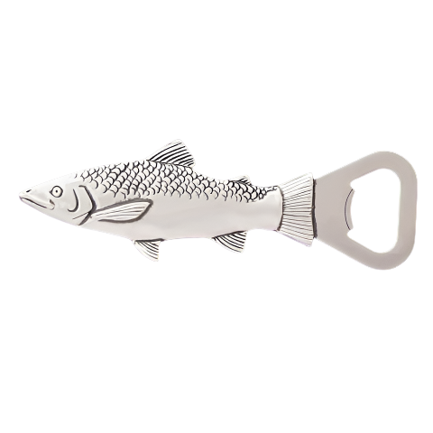 silver fish shaped bottle opener