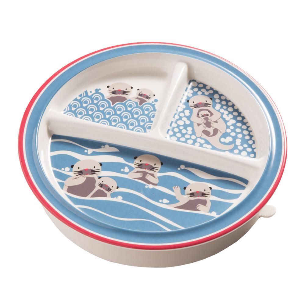 Children's plate with otter design on a white background
