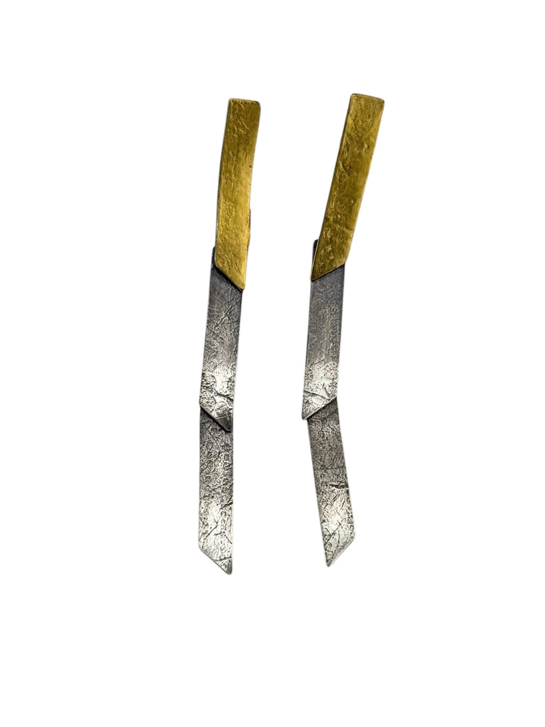 silver & gold dangle earrings