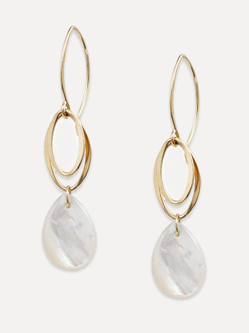mother of pearl drop earrings with gold fill ovals
