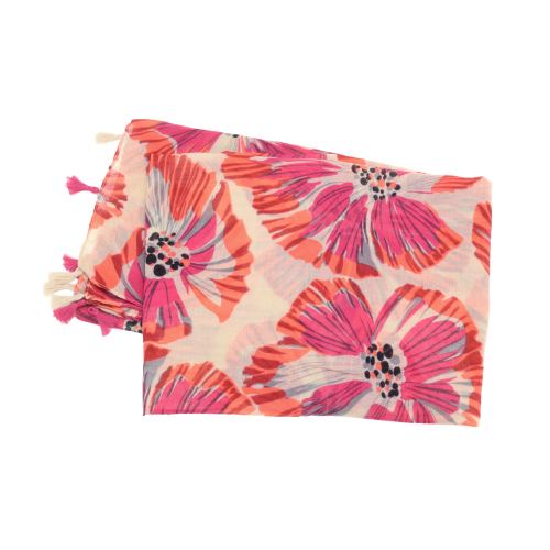 Fuchsia Rose Lily Tassel Scarf