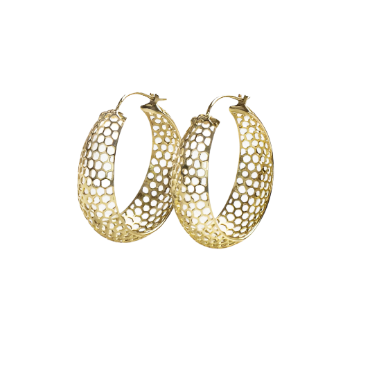 Gretchen Honeycomb Hoop Earrings Brass