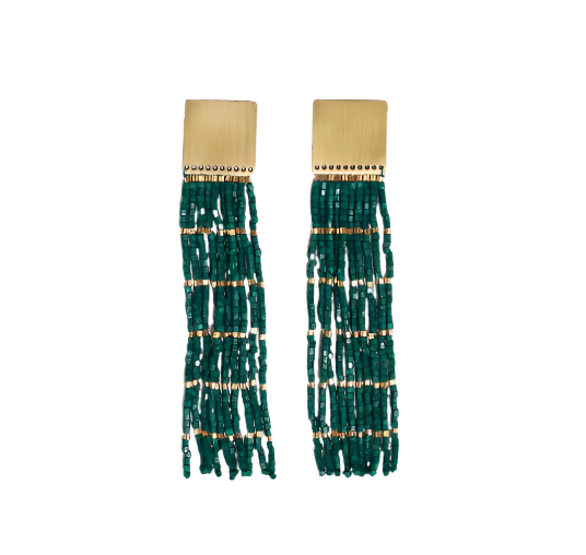 Harlow Brass Top Solid With Gold Stripe and Beaded Fringe