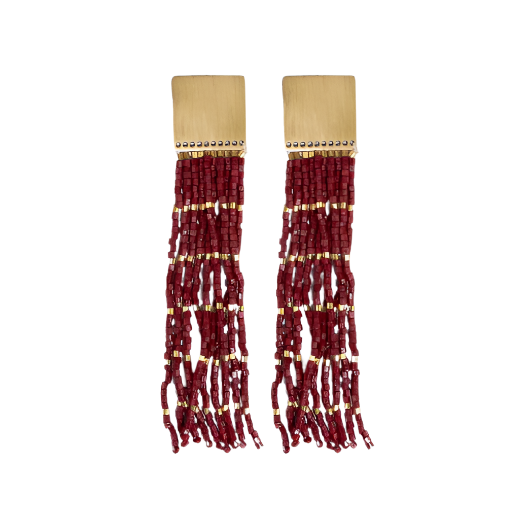 Harlow Brass Top Solid With Gold Stripe and Beaded Fringe