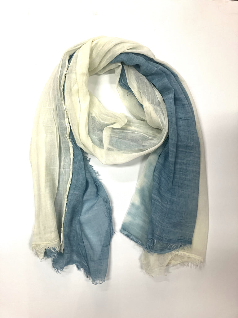 Blue and white ivory two tone scarf
