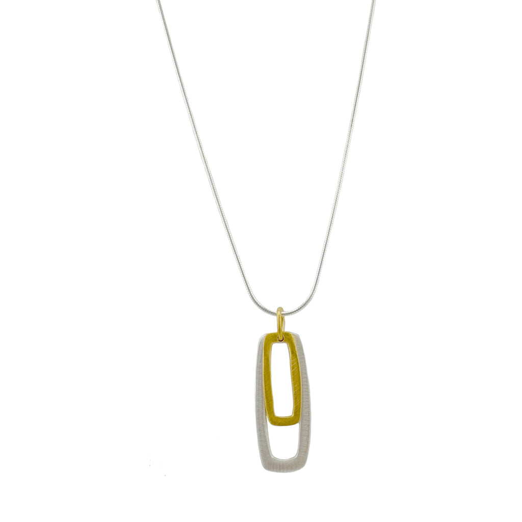 double rectangles necklace in silver and vermeil