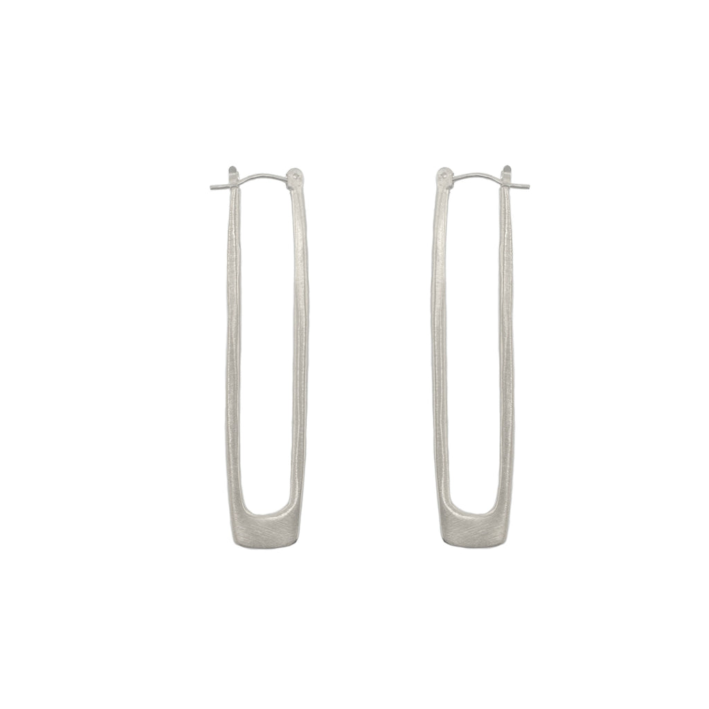 long rectangle hoops earrings in silver