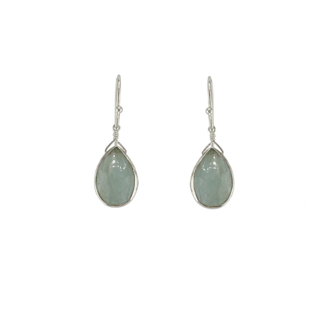 aquamarine drops earrings in silver