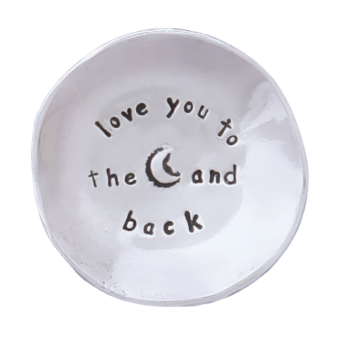 Love You to the Moon Charm Bowl on white background