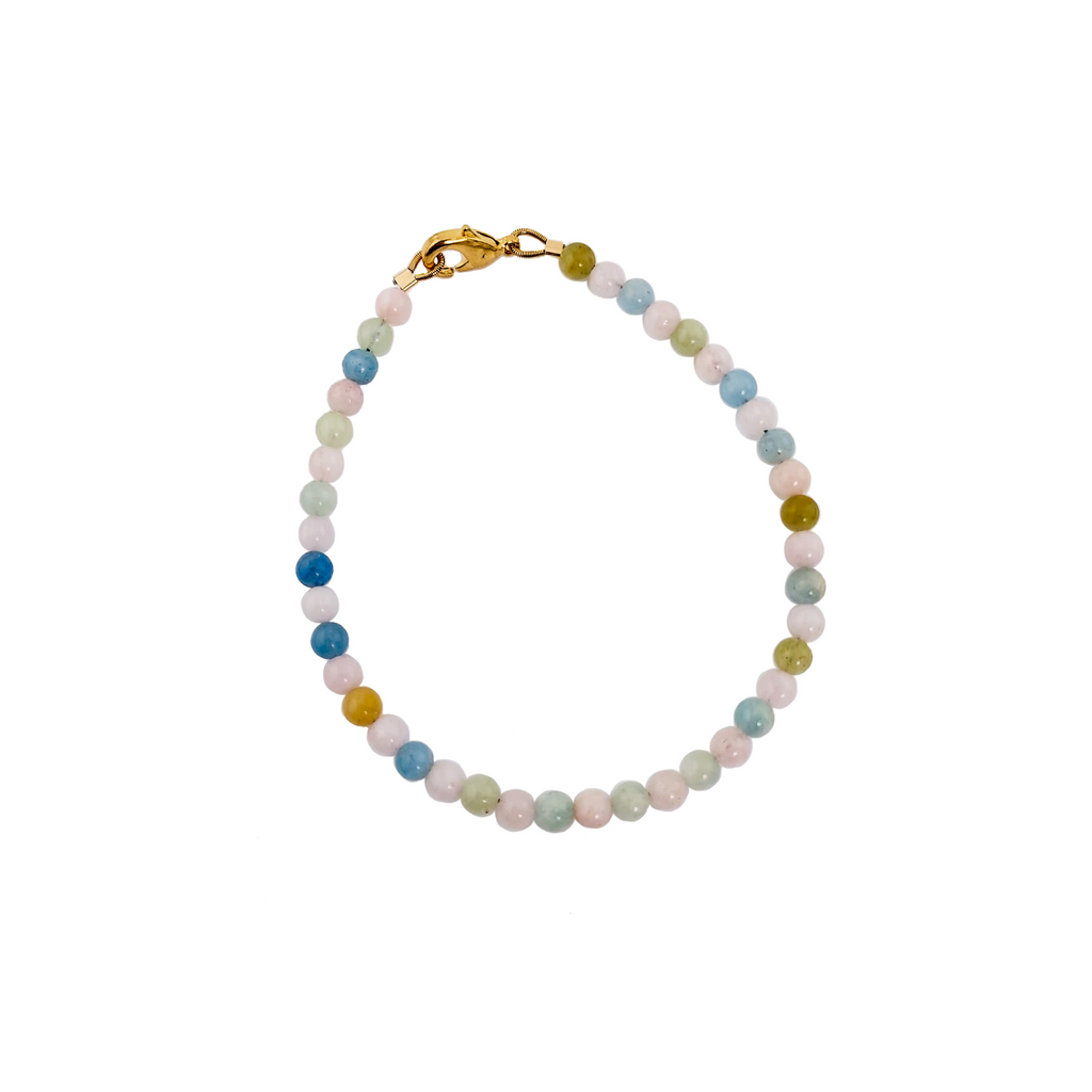 Pastel Aqua Beaded Bracelet with gold vermeil clasps