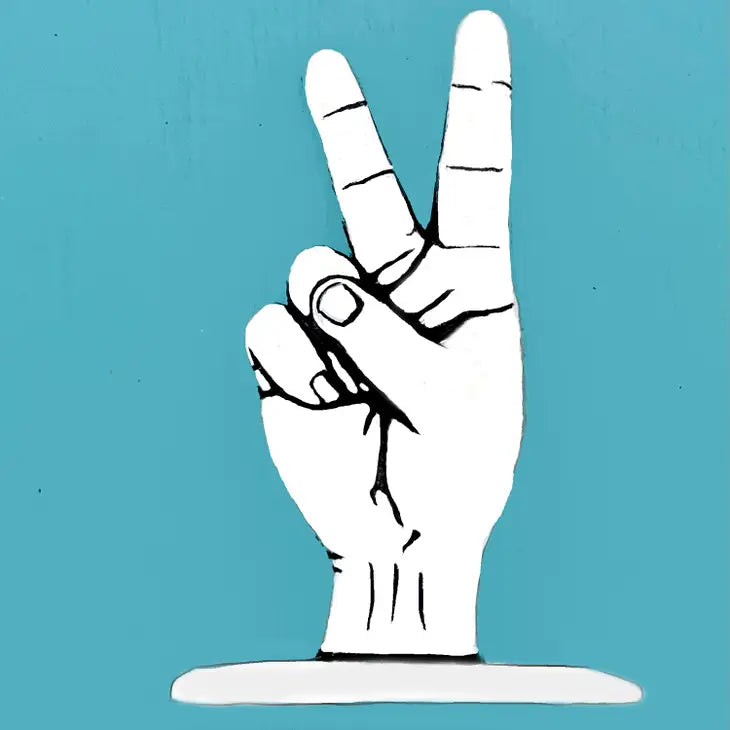 Peace Sign Ring Holder on blue background