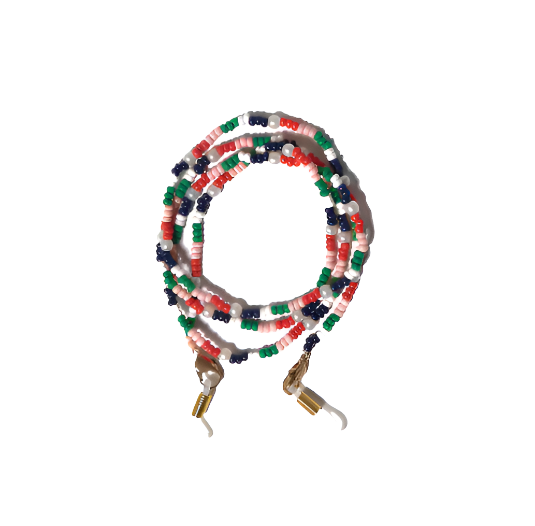 Polly Small Color Blocks with Pearls Beaded Eyeglass Chain St. Tropez wrapped