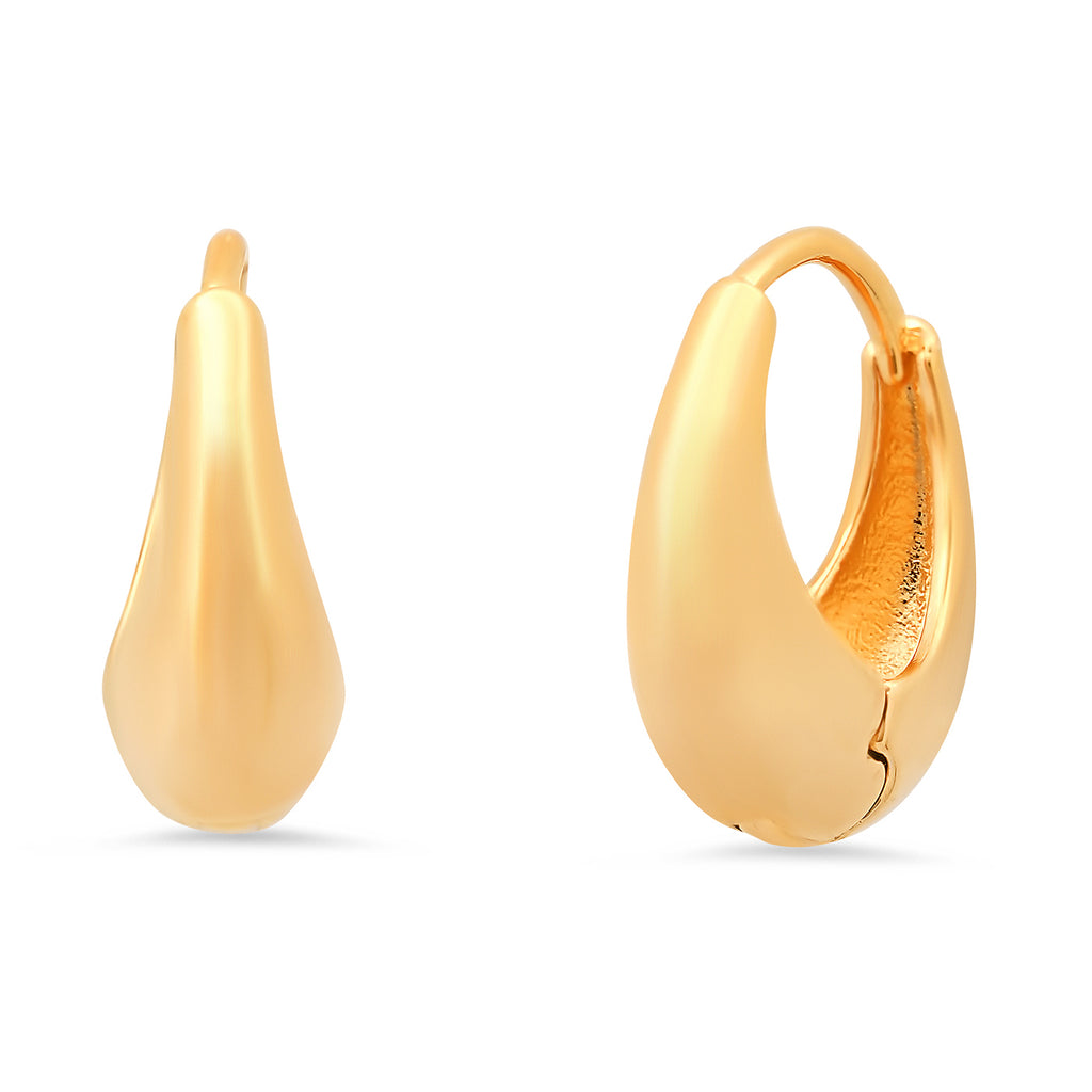 Gold hoop earrings on a white background