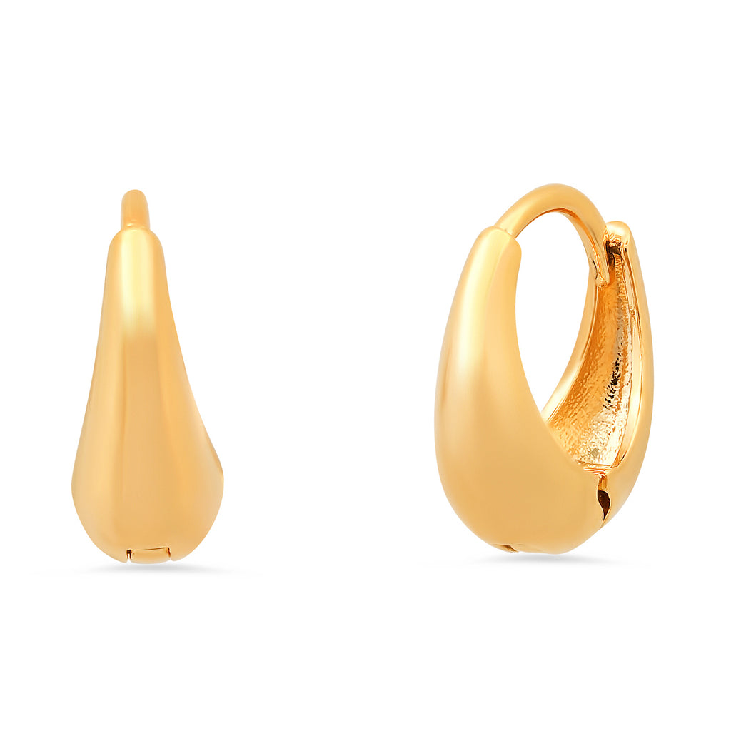 Gold hoop earrings on a white background