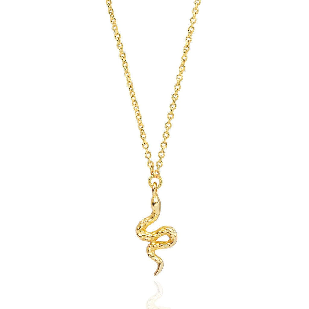 Gold necklace chain with gold snake pendant