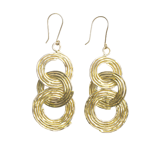 Sloane Spiral Interlinking Earrings Brass front view