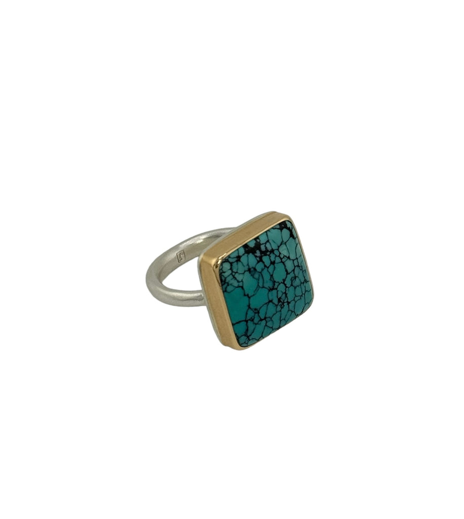 Square Hubei Turquoise Ring side facing