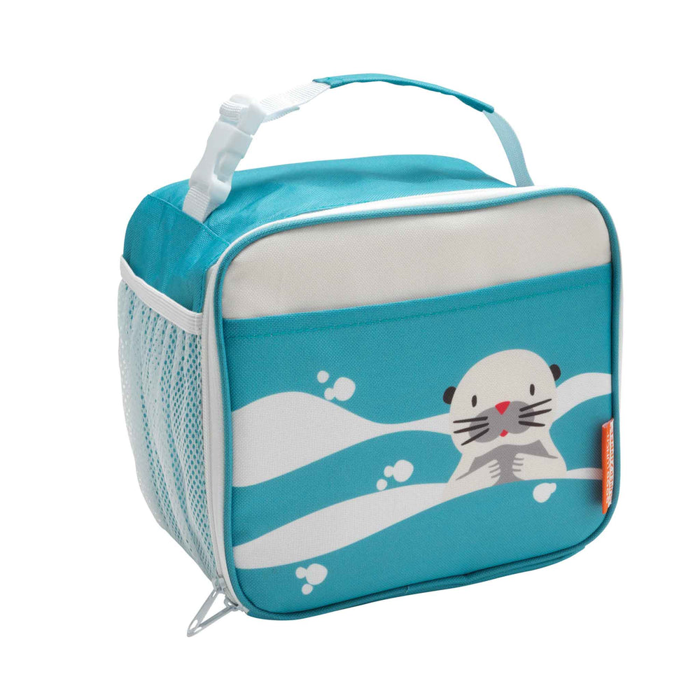 Children's lunch bag with a otter design on a white background