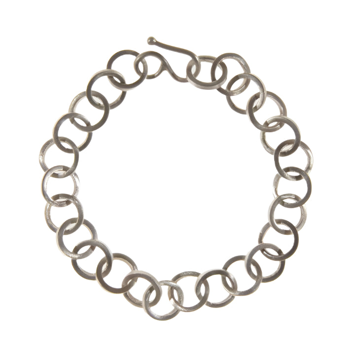 Thick Circle Link Chain Bracelet silver