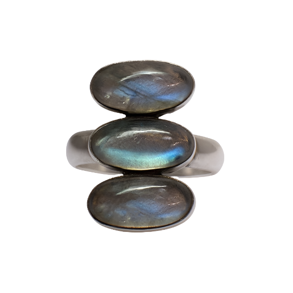 Triple Oval Labradorite Ring