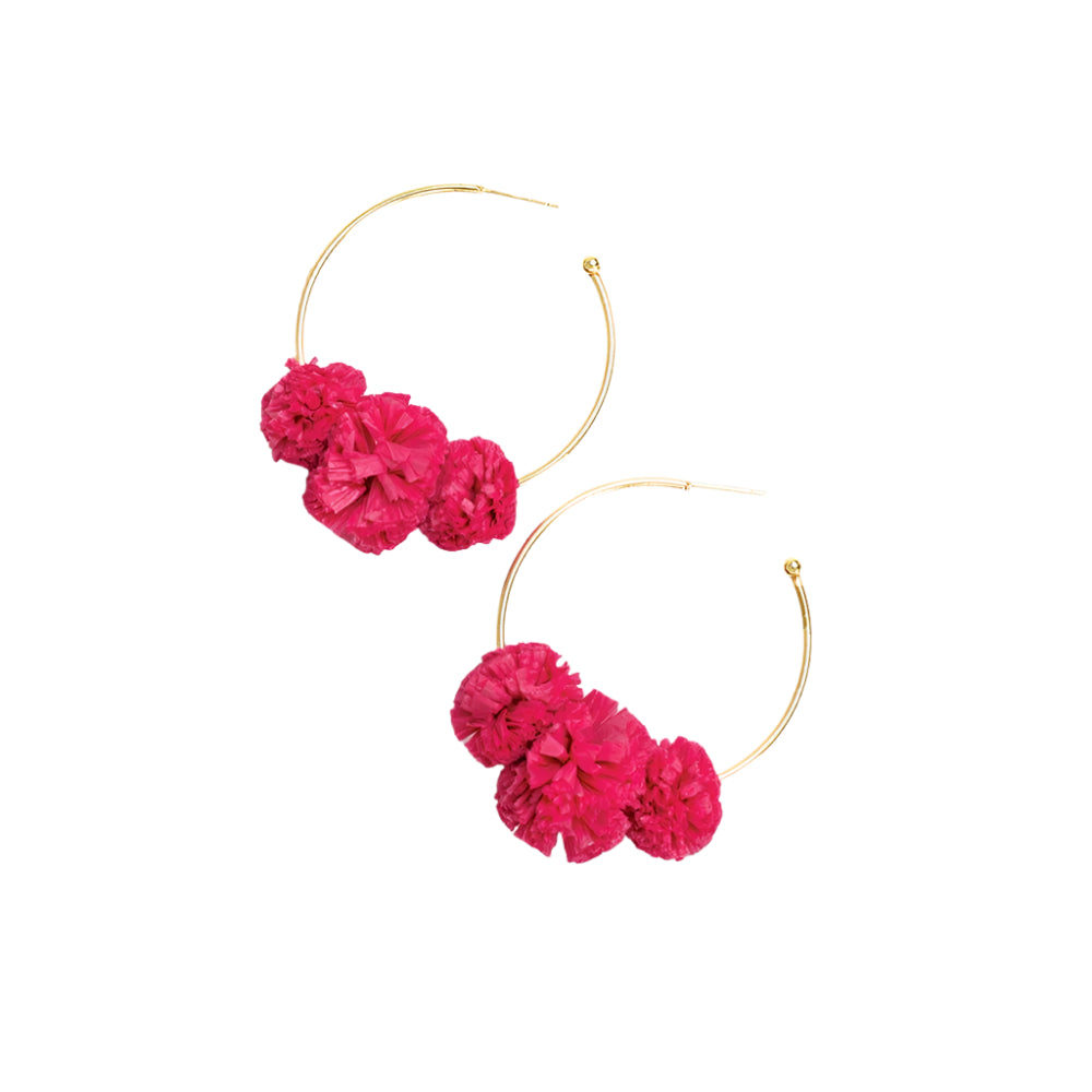 gpld post hoop earrings with hot pink pons