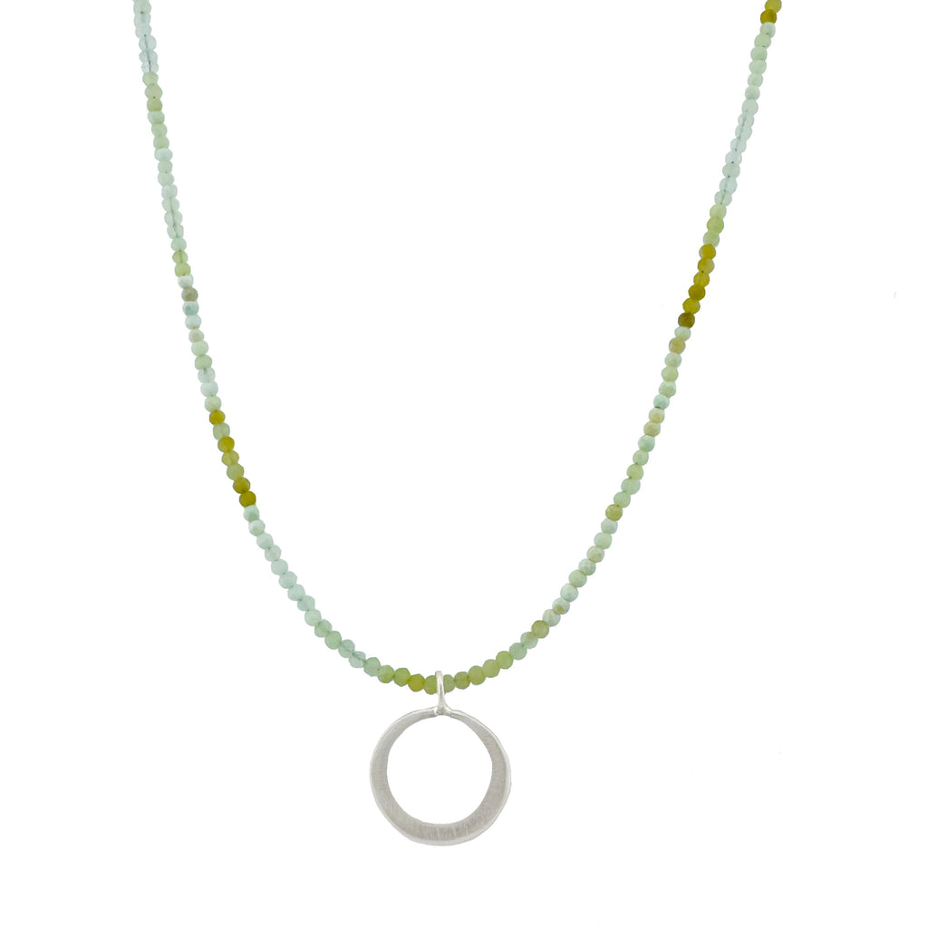 circle on peruvian opal necklace in silver
