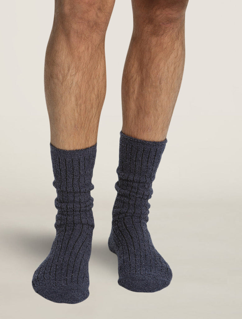 cozychic mens ribbed socks on person on white background