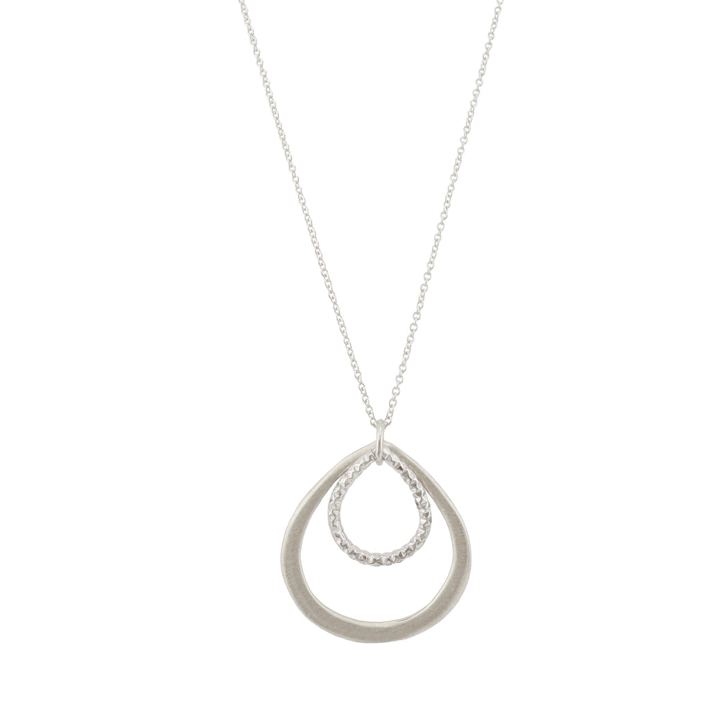 double drops w. texture. silver necklace
