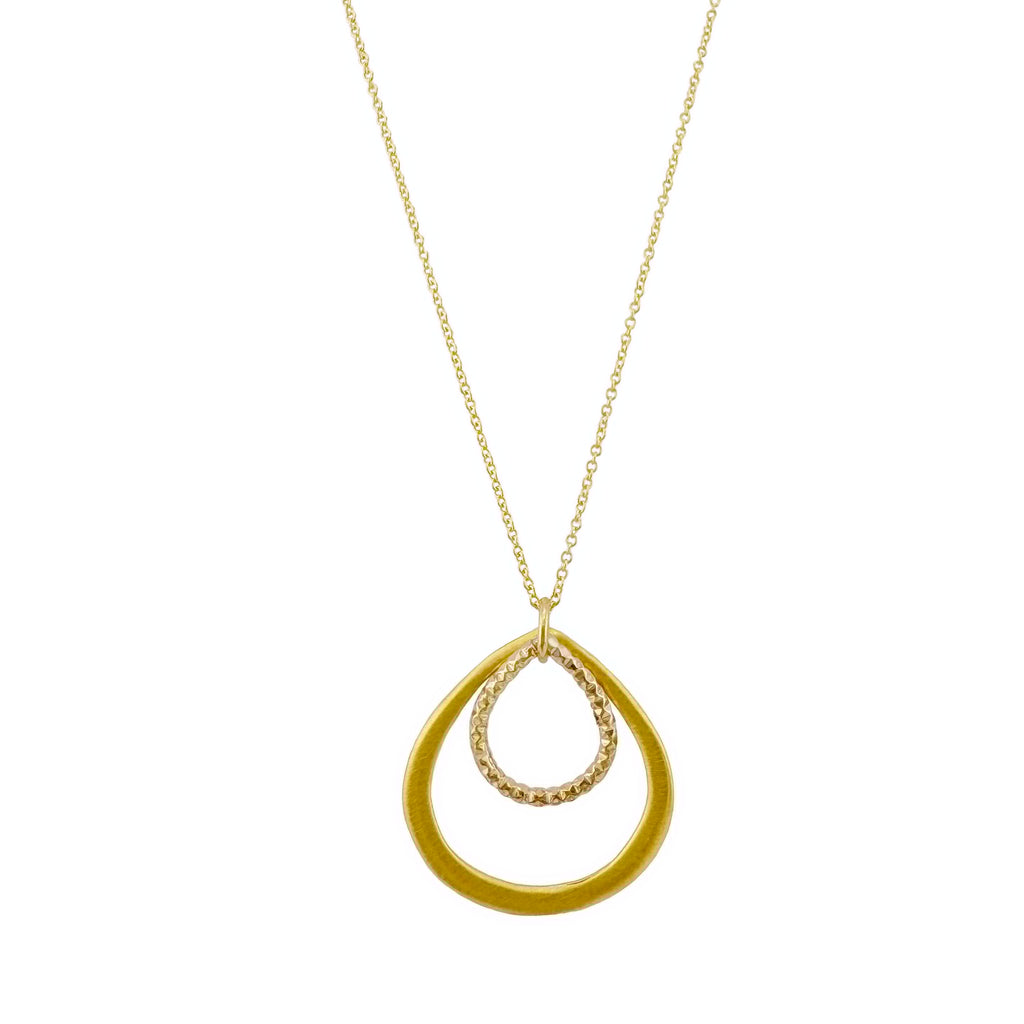 double drops w. texture. vermeil necklace