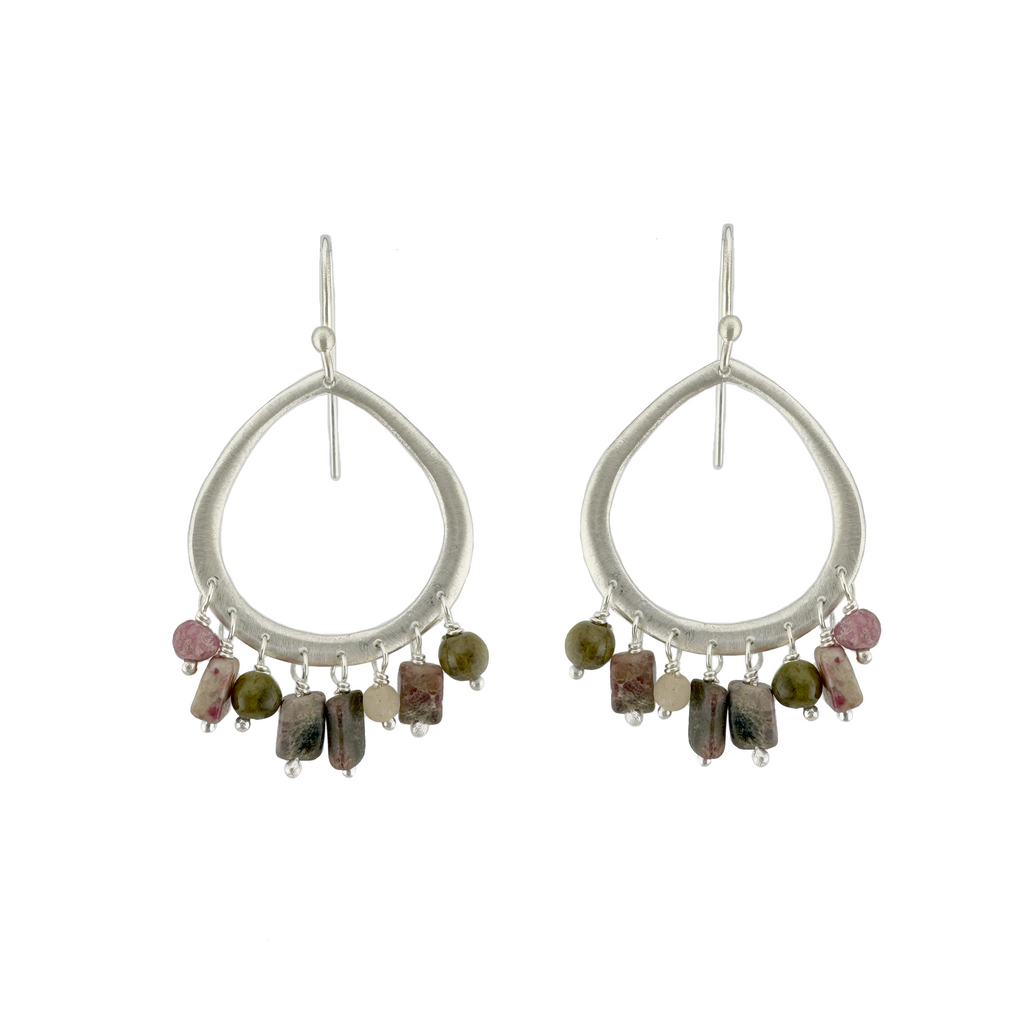 drops w. tourmaline dangles. silver earrings