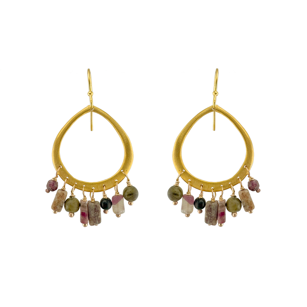 drops w. tourmaline dangles. vermeil earrings