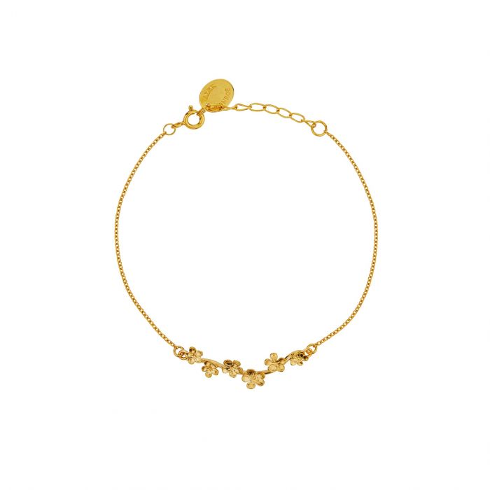 gold chain bracelet with chain of forget me not flowers