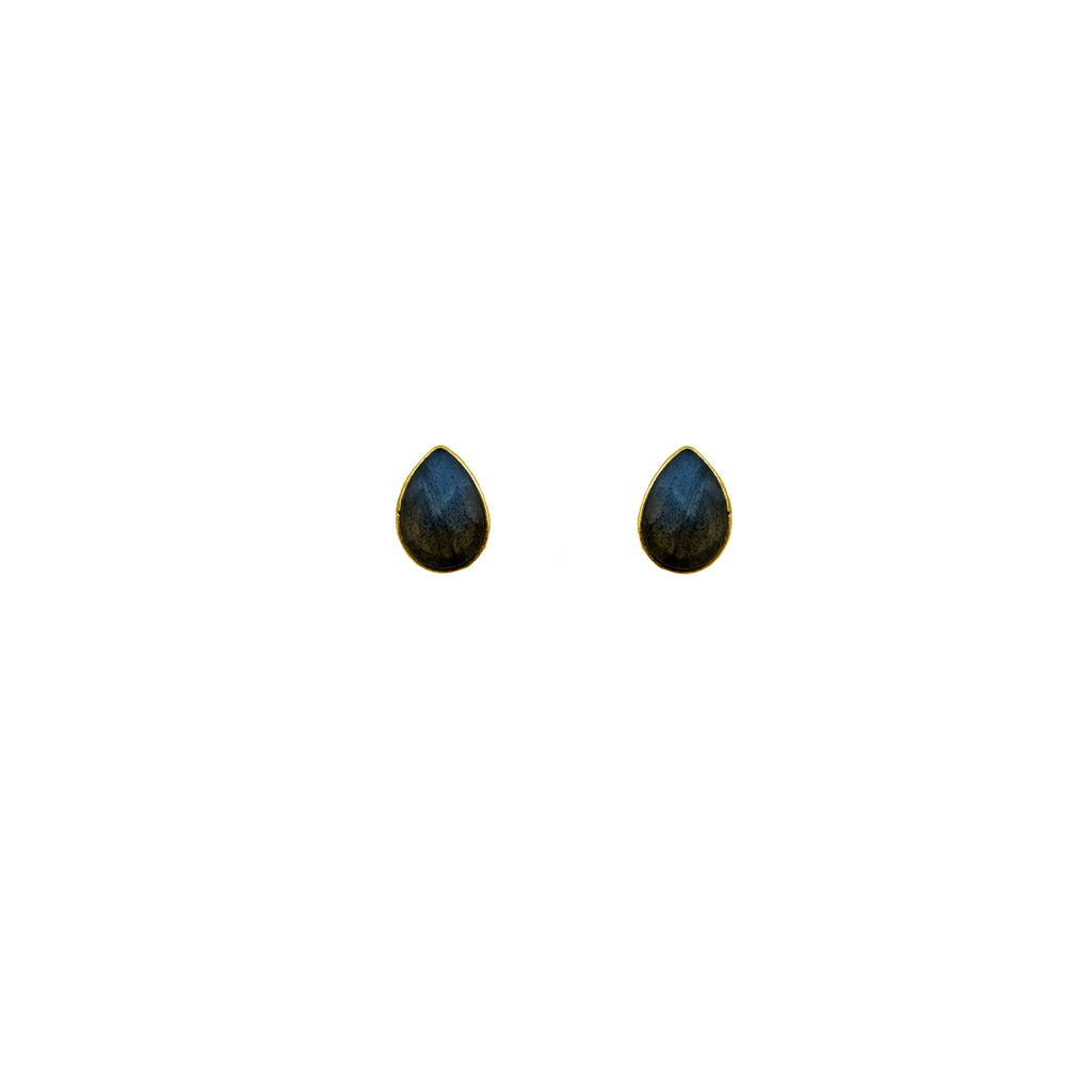 Teardrop-shaped earrings on a white background