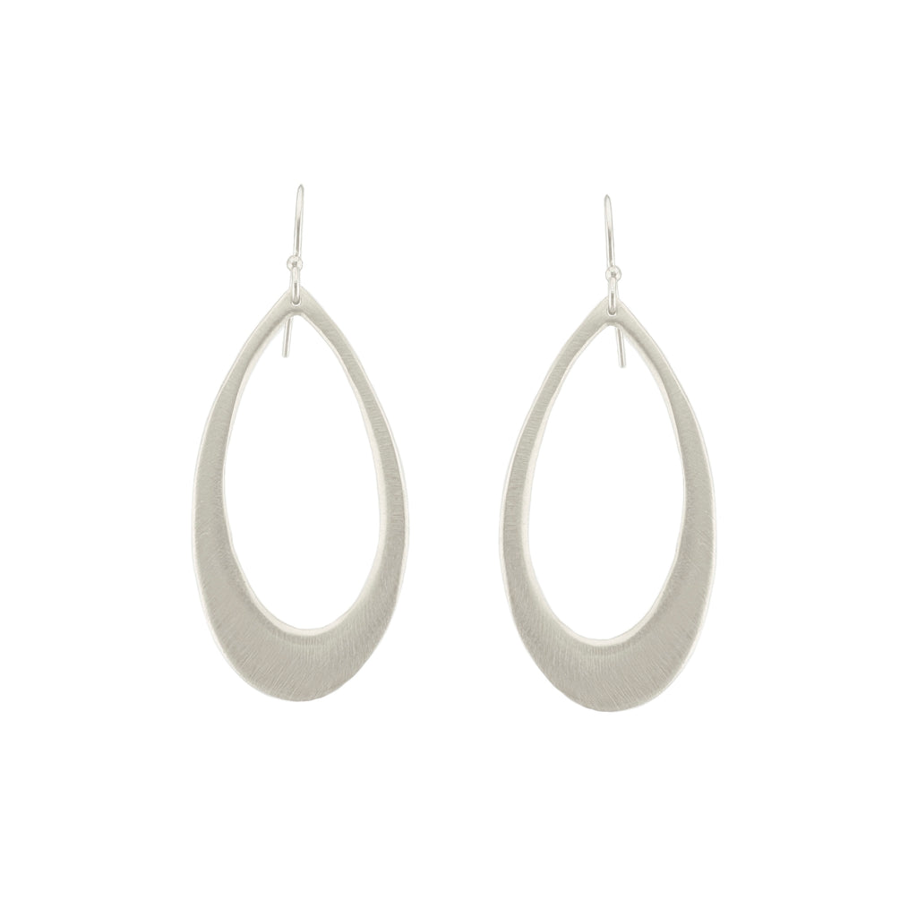 large leaf drop earrings in silver