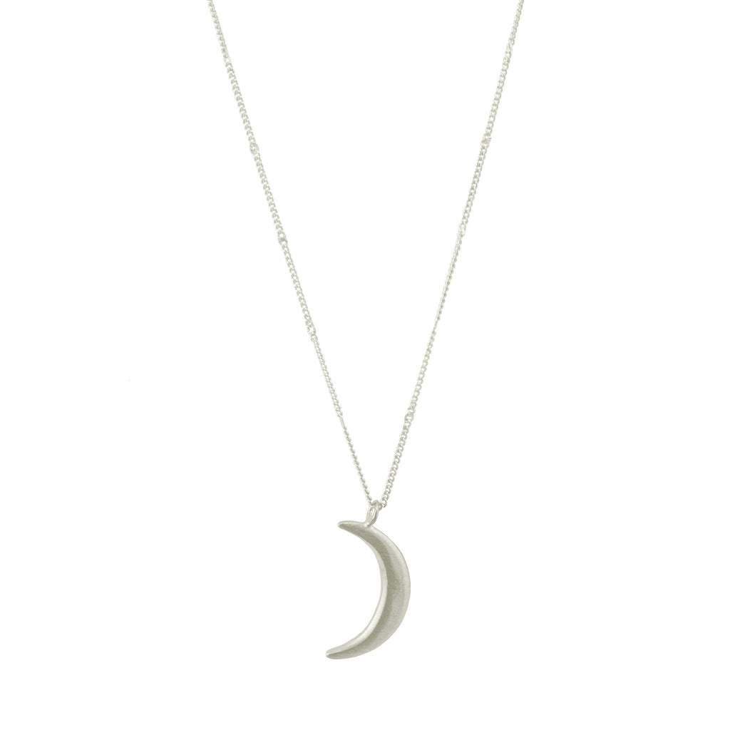 large moon necklace in silver