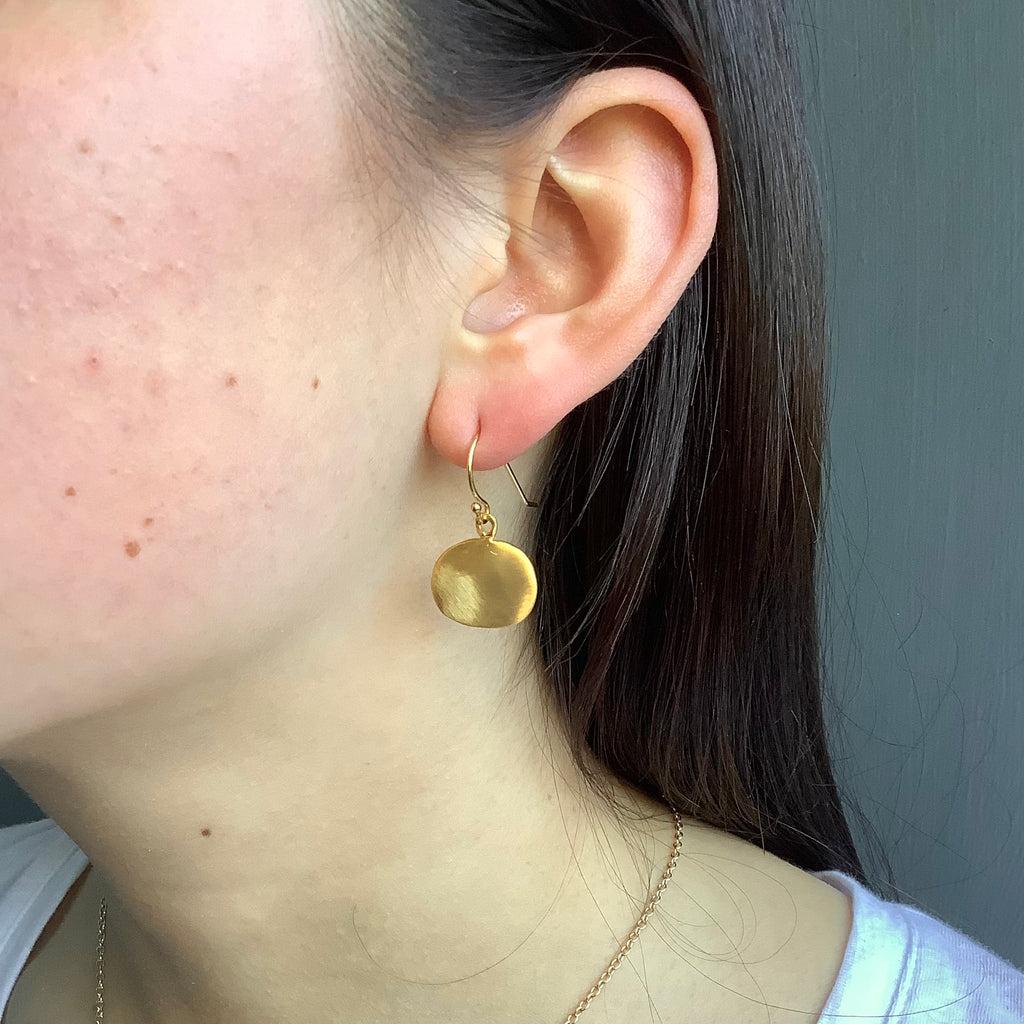 large nugget earrings in vermeil on the ear
