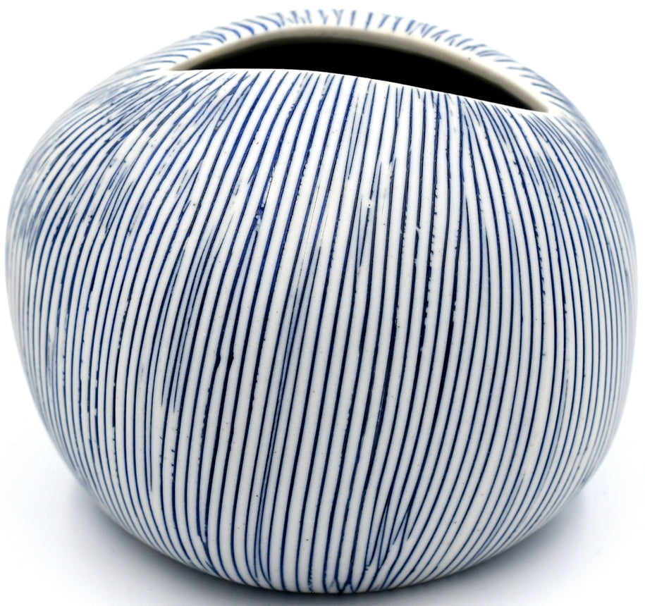 large pebble blue stripe vase