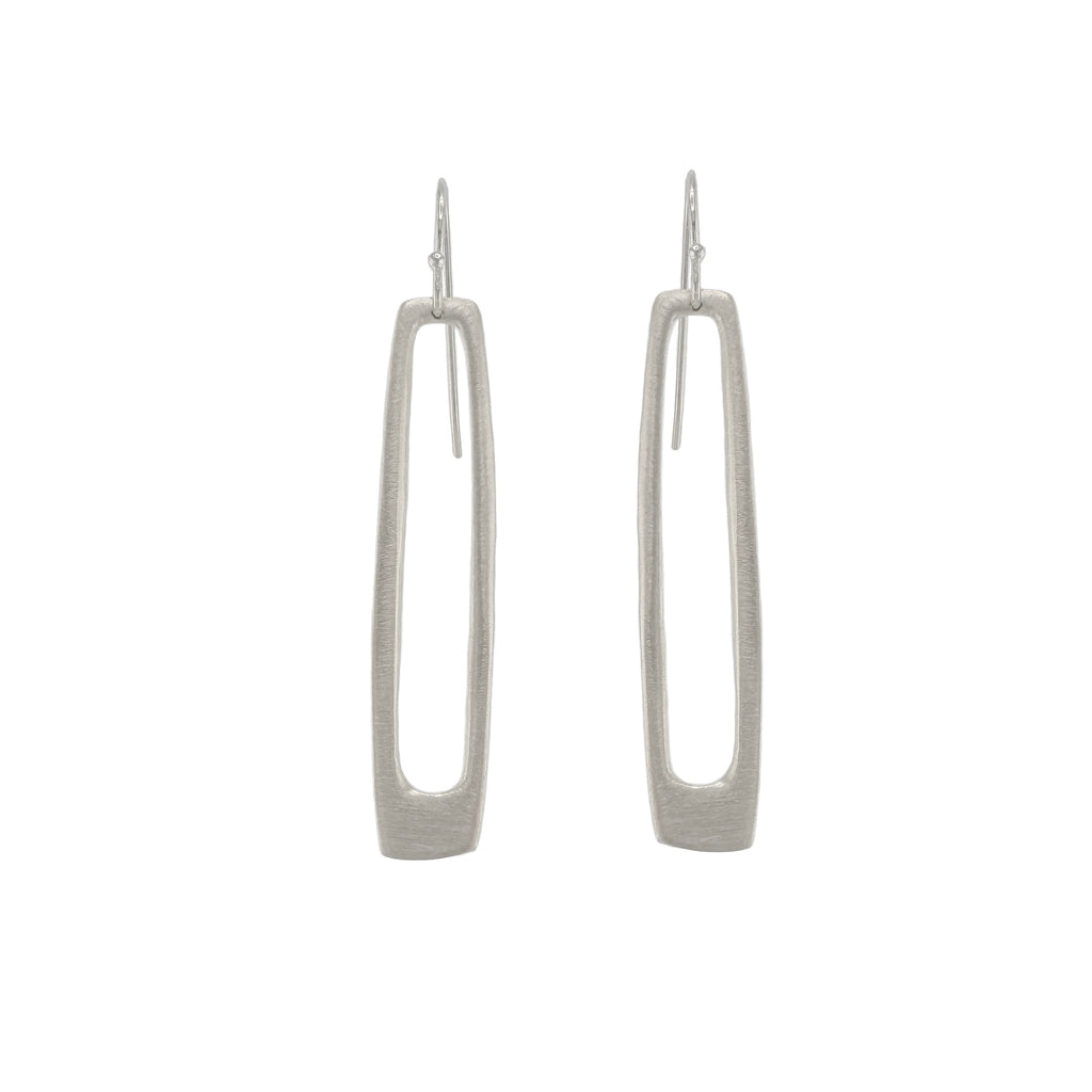 long rectangle earrings in silver