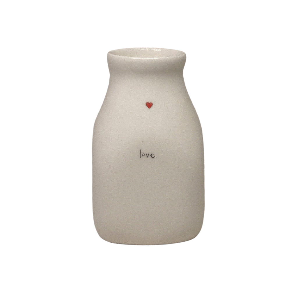 small icon vase with hand drawn heart and the word love
